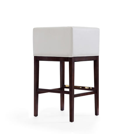 Kingsley Barstool in Ivory and Dark Walnut (set of 3) - Ornate Home