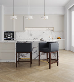 Kingsley Counter Stool in Black and Dark Walnut - Ornate Home