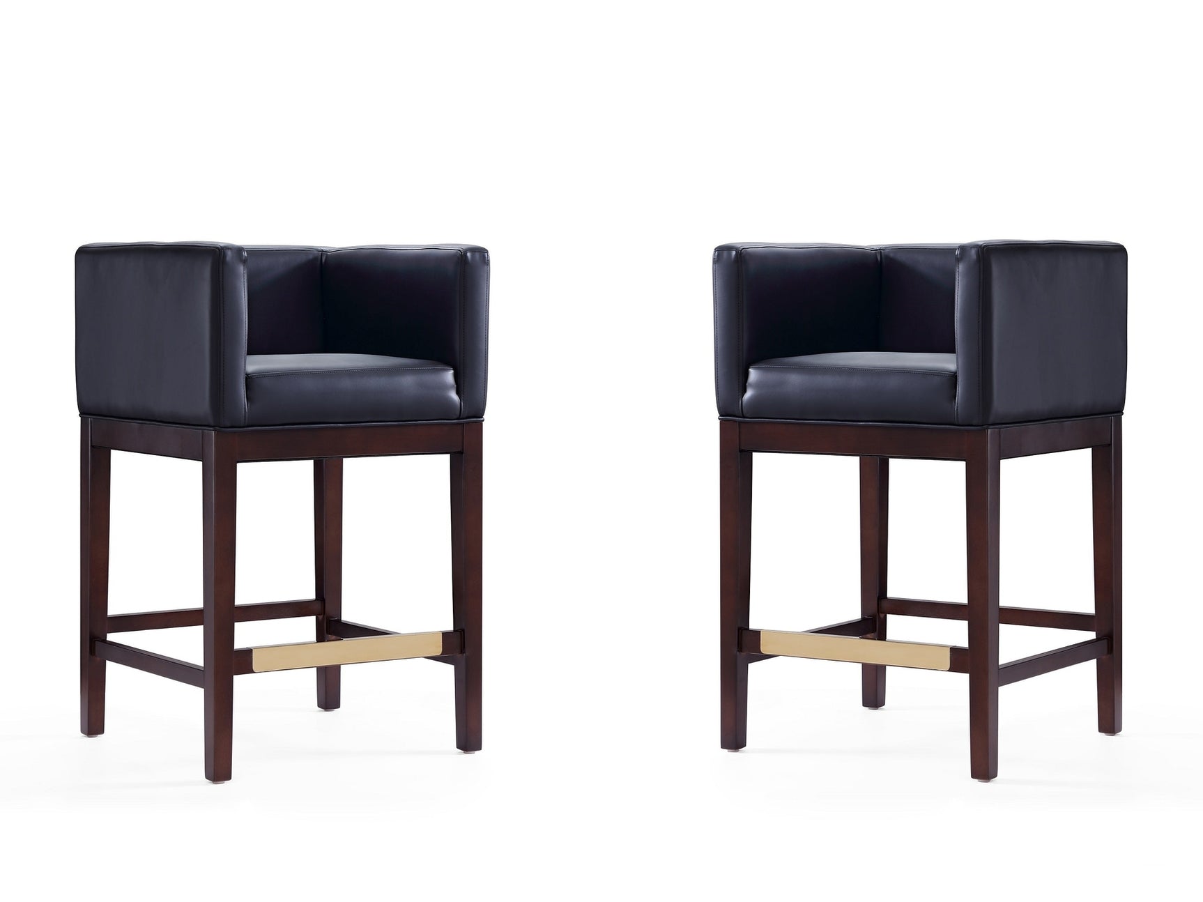 Kingsley Counter Stool in Black and Dark Walnut (set of 2) - Ornate Home