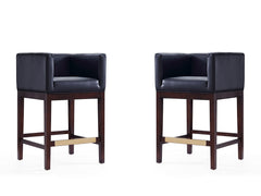 Kingsley Counter Stool in Black and Dark Walnut (set of 2) - Ornate Home