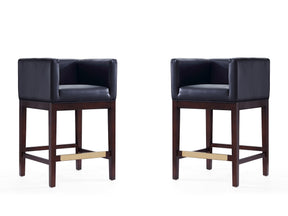 Kingsley Counter Stool in Black and Dark Walnut (set of 2) - Ornate Home