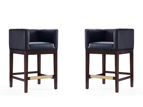 Kingsley Counter Stool in Black and Dark Walnut (set of 2) - Ornate Home