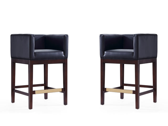 Kingsley Counter Stool in Black and Dark Walnut (set of 2) - Ornate Home