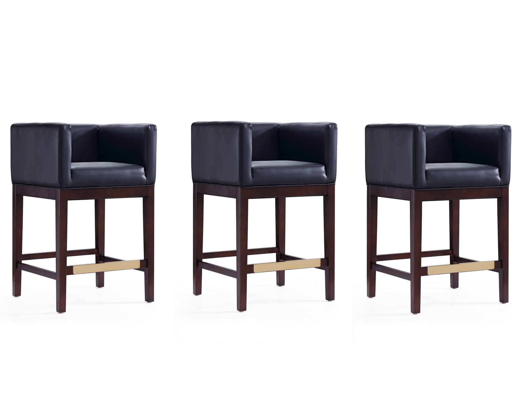 Kingsley Counter Stool in Black and Dark Walnut (set of 3) - Ornate Home