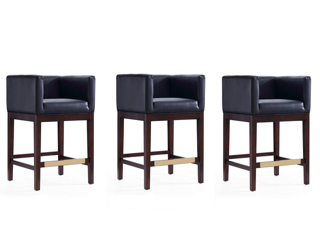 Kingsley Counter Stool in Black and Dark Walnut (set of 3) - Ornate Home