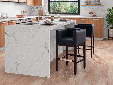 Kingsley Counter Stool in Black and Dark Walnut (set of 3) - Ornate Home