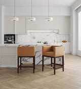 Kingsley Counter Stool in Camel and Dark Walnut - Ornate Home