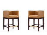 Kingsley Counter Stool in Camel and Dark Walnut (set of 2) - Ornate Home