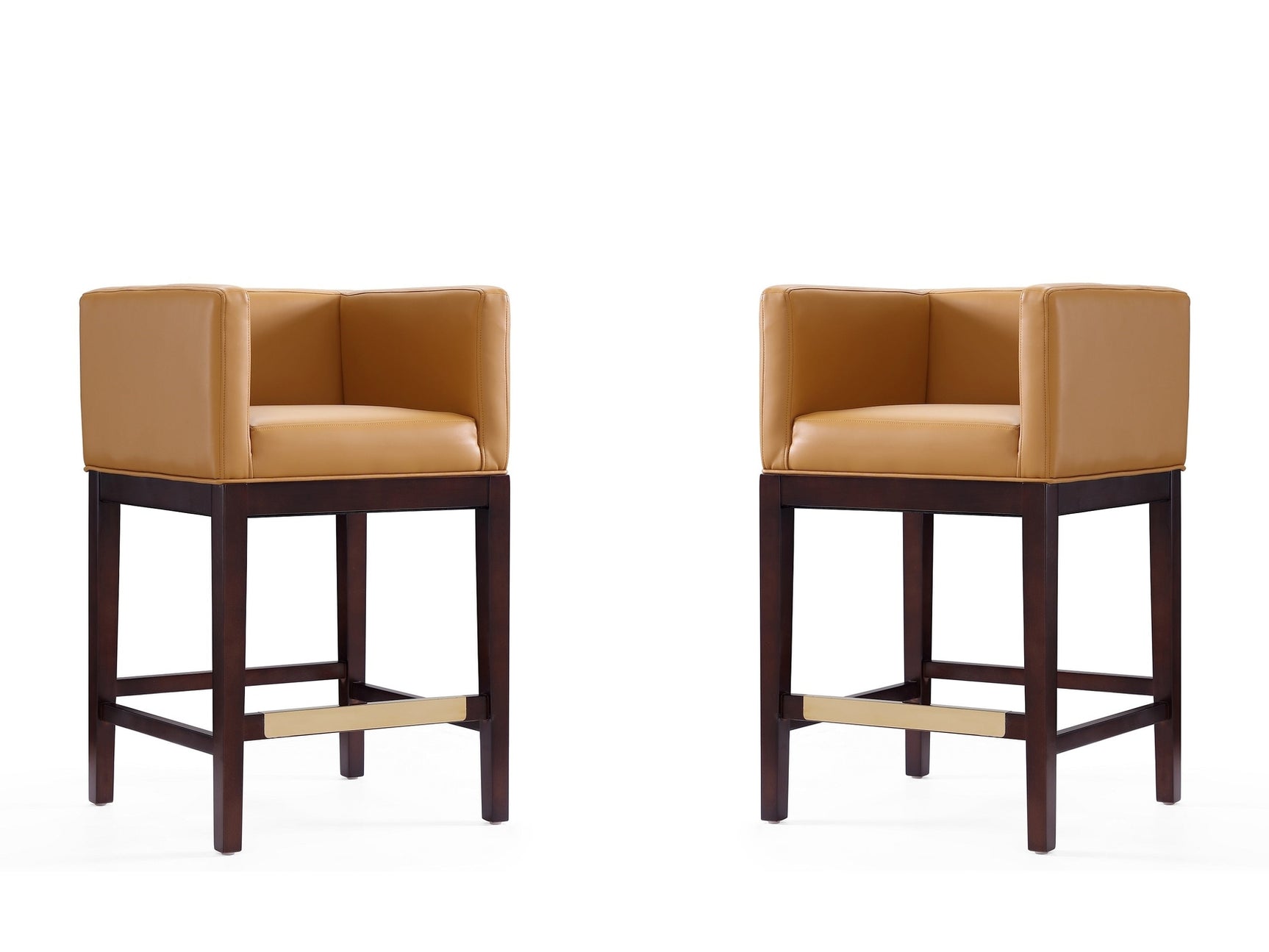 Kingsley Counter Stool in Camel and Dark Walnut (set of 2) - Ornate Home