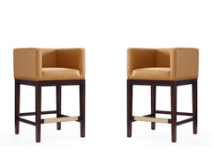 Kingsley Counter Stool in Camel and Dark Walnut (set of 2) - Ornate Home