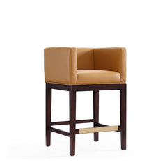 Kingsley Counter Stool in Camel and Dark Walnut (set of 2) - Ornate Home