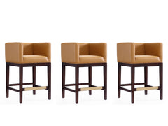 Kingsley Counter Stool in Camel and Dark Walnut (set of 3) - Ornate Home