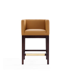 Kingsley Counter Stool in Camel and Dark Walnut (set of 3) - Ornate Home