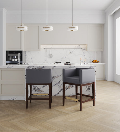 Kingsley Counter Stool in Grey and Dark Walnut - Ornate Home