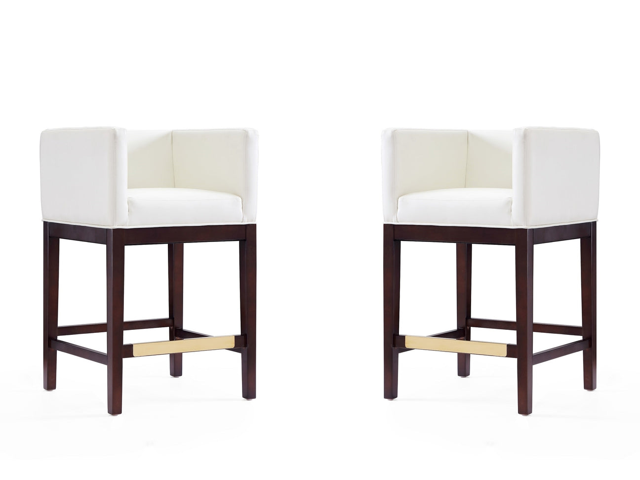 Kingsley Counter Stool in Ivory and Dark Walnut (set of 2) - Ornate Home