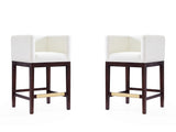 Kingsley Counter Stool in Ivory and Dark Walnut (set of 2) - Ornate Home