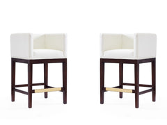 Kingsley Counter Stool in Ivory and Dark Walnut (set of 2) - Ornate Home