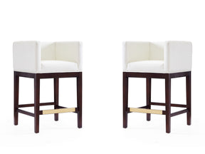 Kingsley Counter Stool in Ivory and Dark Walnut (set of 2) - Ornate Home