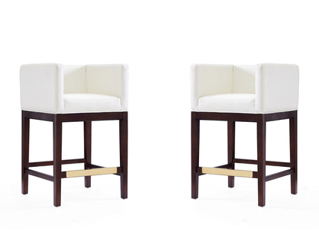 Kingsley Counter Stool in Ivory and Dark Walnut (set of 2) - Ornate Home
