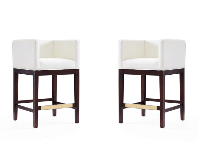 Kingsley Counter Stool in Ivory and Dark Walnut (set of 2) - Ornate Home