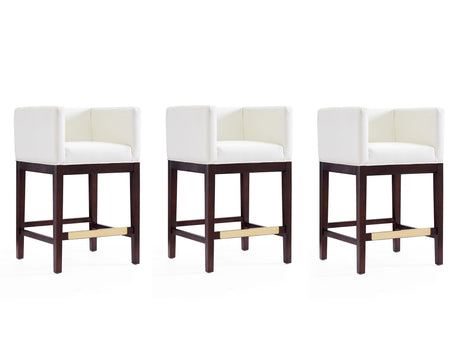 Kingsley Counter Stool in Ivory and Dark Walnut (set of 3) - Ornate Home