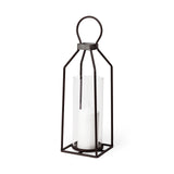 Kingston Brown Large Rustic Metal Framed Table Candle Holder - Ornate Home