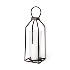 Kingston Brown Large Rustic Metal Framed Table Candle Holder - Ornate Home