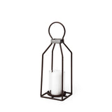 Kingston Brown Small Rustic Metal Framed Table Candle Holder - Ornate Home