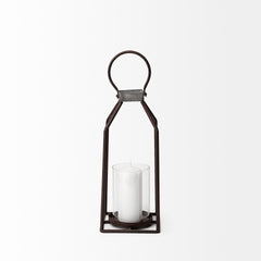 Kingston Brown Small Rustic Metal Framed Table Candle Holder - Ornate Home