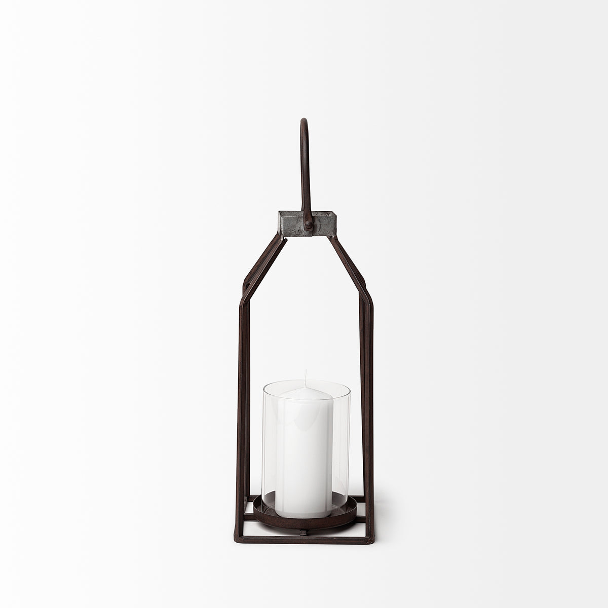 Kingston Brown Small Rustic Metal Framed Table Candle Holder - Ornate Home