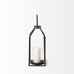 Kingston Brown Small Rustic Metal Framed Table Candle Holder - Ornate Home
