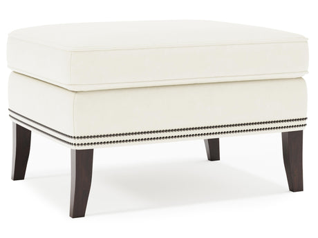 Kingston White/Cream Leather Ottoman - Ornate Home