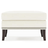 Kingston White/Cream Leather Ottoman - Ornate Home
