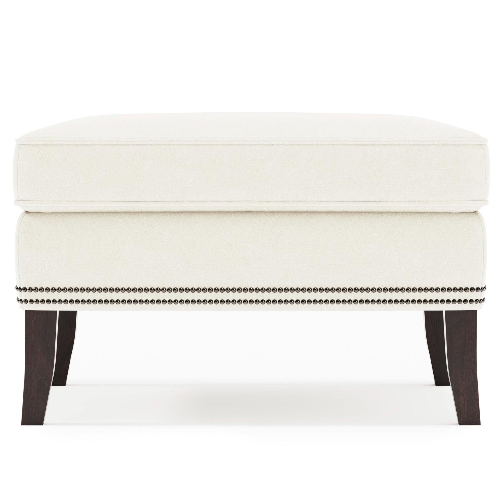 Kingston White/Cream Leather Ottoman - Ornate Home