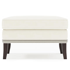Kingston White/Cream Leather Ottoman - Ornate Home