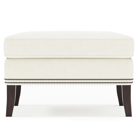 Kingston White/Cream Leather Ottoman - Ornate Home
