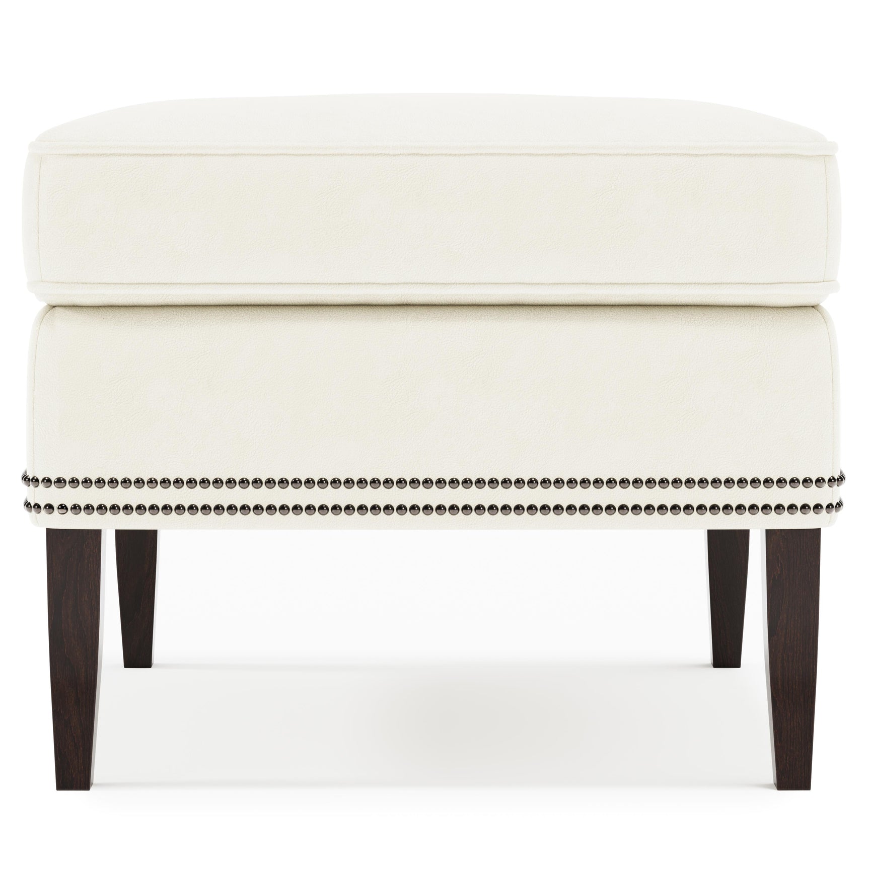 Kingston White/Cream Leather Ottoman - Ornate Home