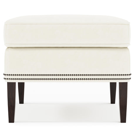 Kingston White/Cream Leather Ottoman - Ornate Home