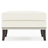 Kingston White/Cream Leather Ottoman - Ornate Home