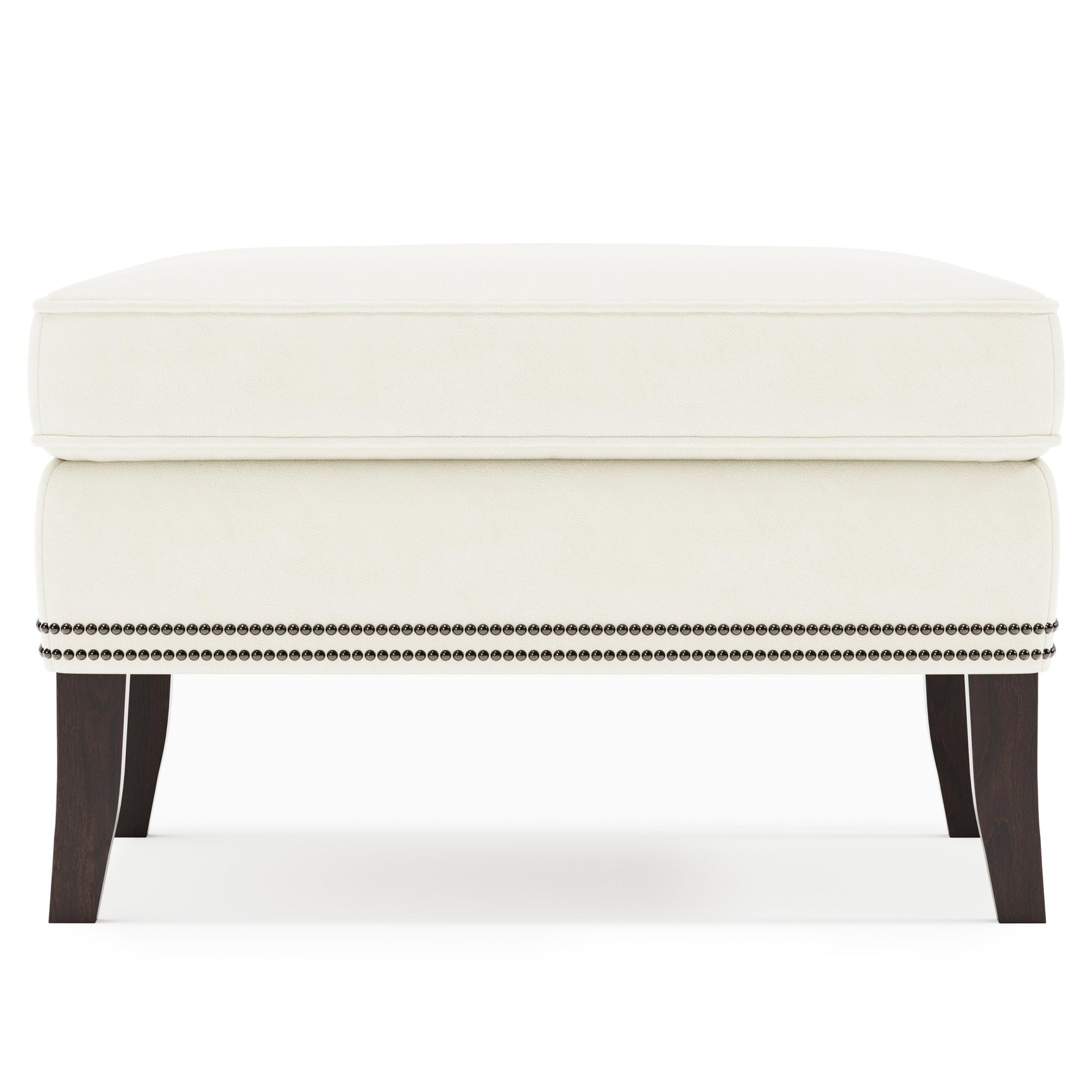 Kingston White/Cream Leather Ottoman - Ornate Home