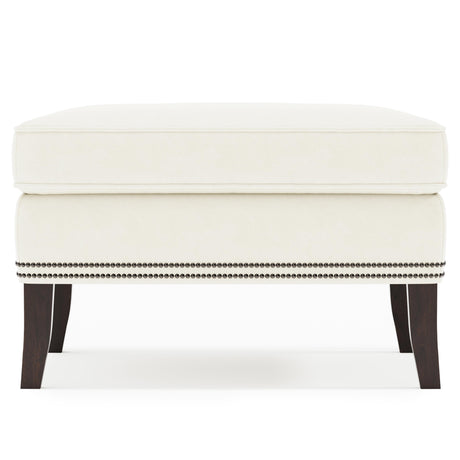 Kingston White/Cream Leather Ottoman - Ornate Home