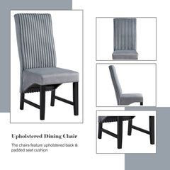 Kini Gray Corduroy & Black Side Chair (Set of 2) - Ornate Home