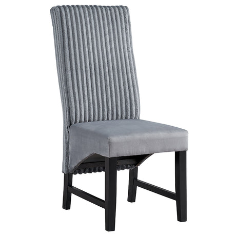 Kini Gray Corduroy & Black Side Chair (Set of 2) - Ornate Home