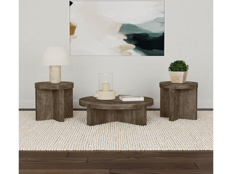 Kinkaid Brown 3-piece Solid Wood Coffee and End Table Set - Ornate Home