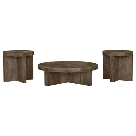 Kinkaid Brown 3-piece Solid Wood Coffee and End Table Set - Ornate Home
