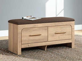 Kinlanni Tan/Brown Bedroom UPH Storage Bench (Online Special Price) - Ornate Home
