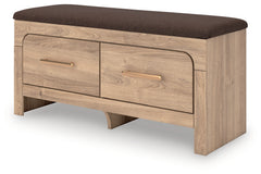 Kinlanni Tan/Brown Bedroom UPH Storage Bench - Ornate Home