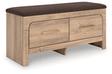 Kinlanni Tan/Brown Bedroom UPH Storage Bench - Ornate Home