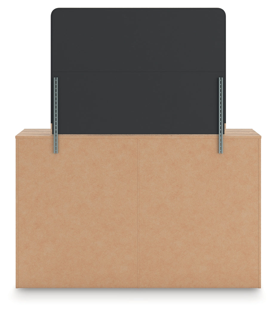 Kinlanni Tan/Brown Queen Upholstered Panel Bed, Dresser and Mirror - Ornate Home