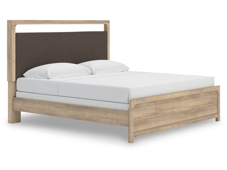 Kinlanni Tan King Upholstered Panel Bed - Ornate Home